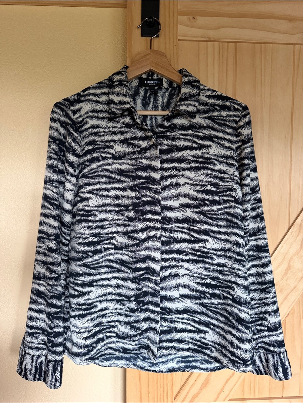 Express Zebra-print Button-Down Blouse